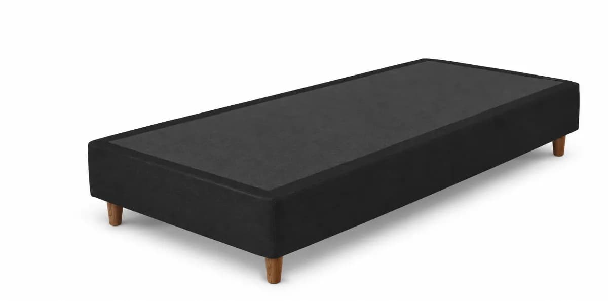 BASE DE SOMMIER 100CM TAPIZADO EN PANA NEGRO PREMIUM