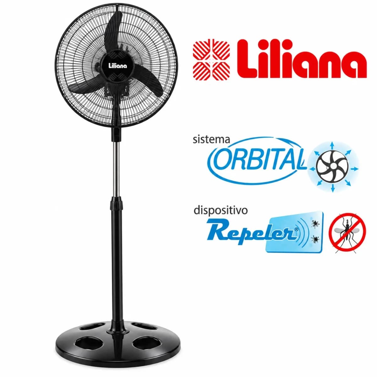 Ventilador de Pie Liliana 18" Orbital con Repeler